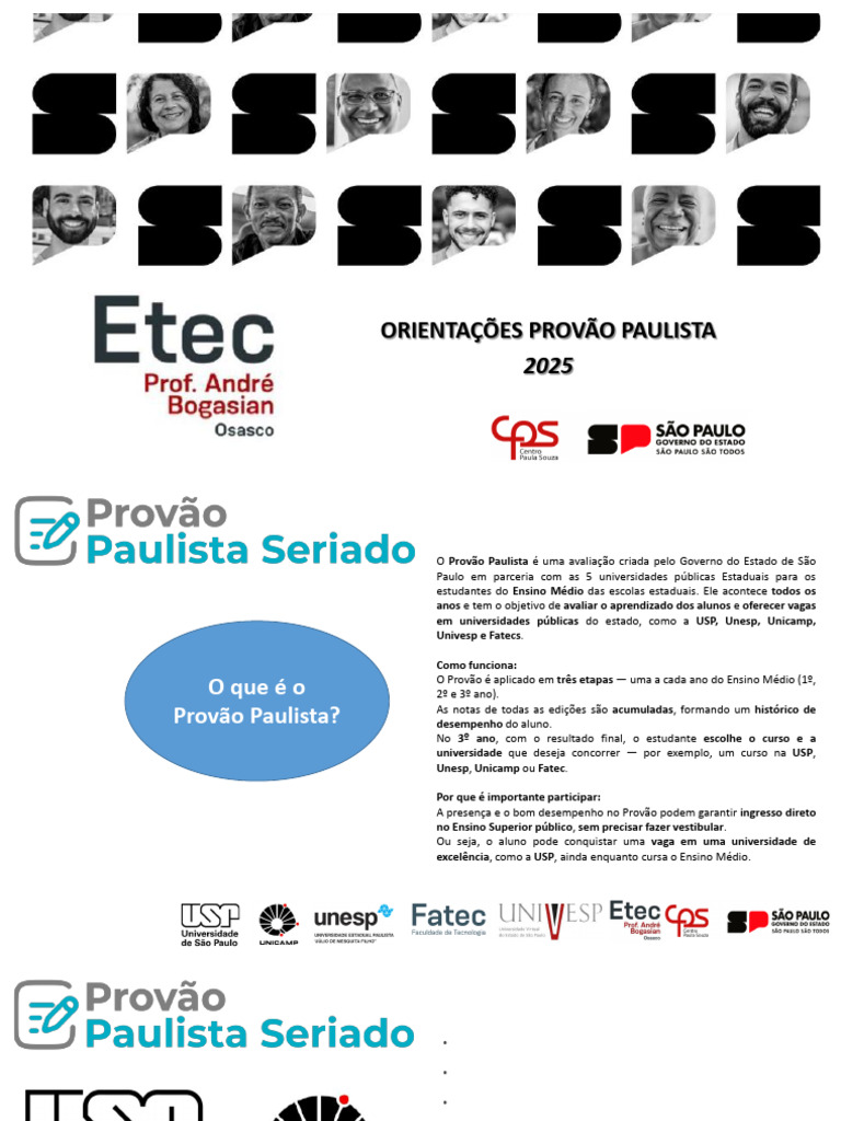 Orientações para o Provão Paulista 2025 | PDF