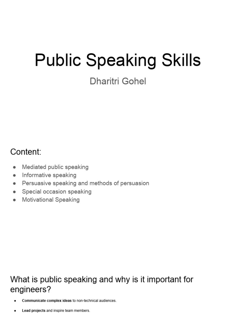 Public Speaking Skills | PDF | Public Speaking | Human Communication