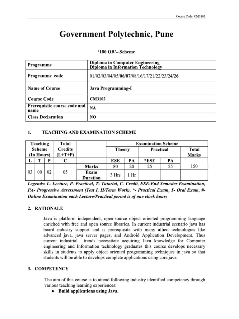 Java Programming Cirriculum | PDF