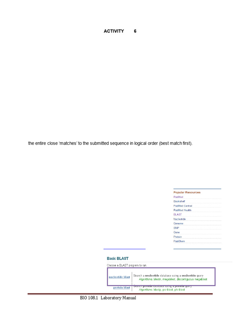 Bioinformatics: Identify Genes with BLAST | PDF | National Center For ...