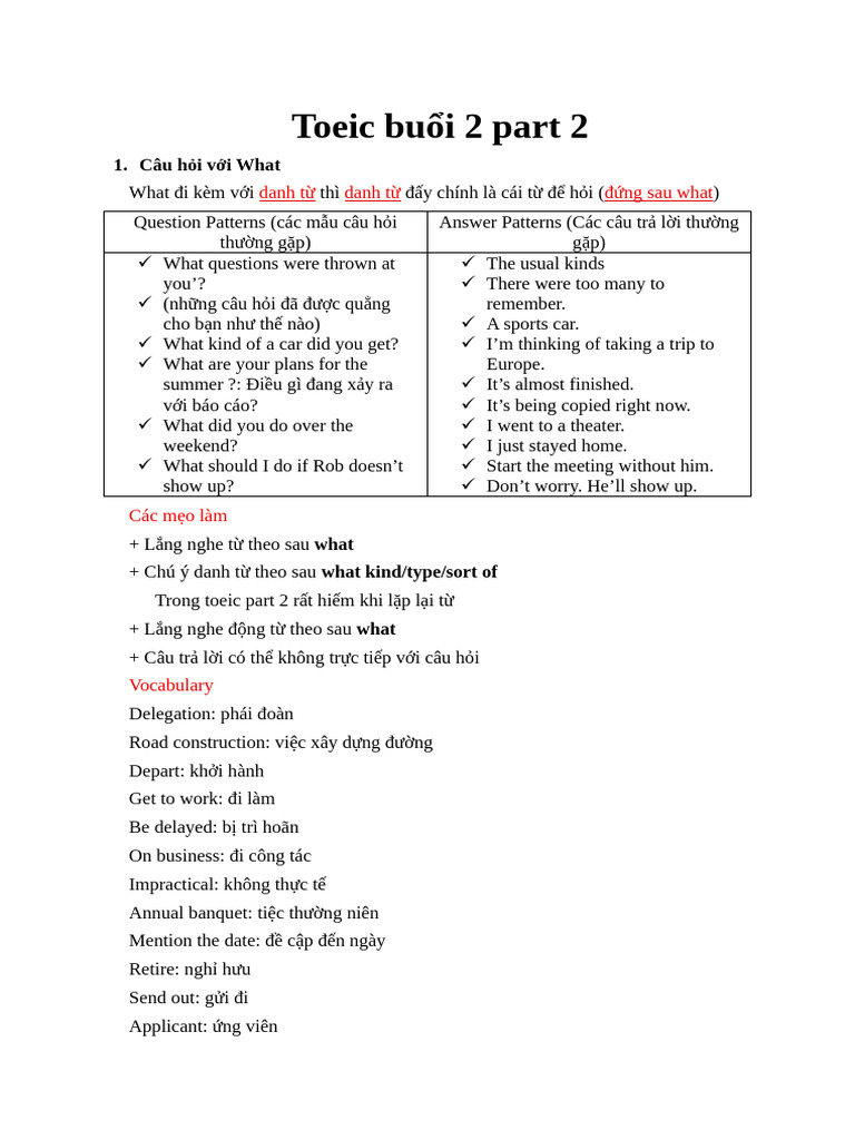 Toeic Bu I 2 Part 2 | PDF
