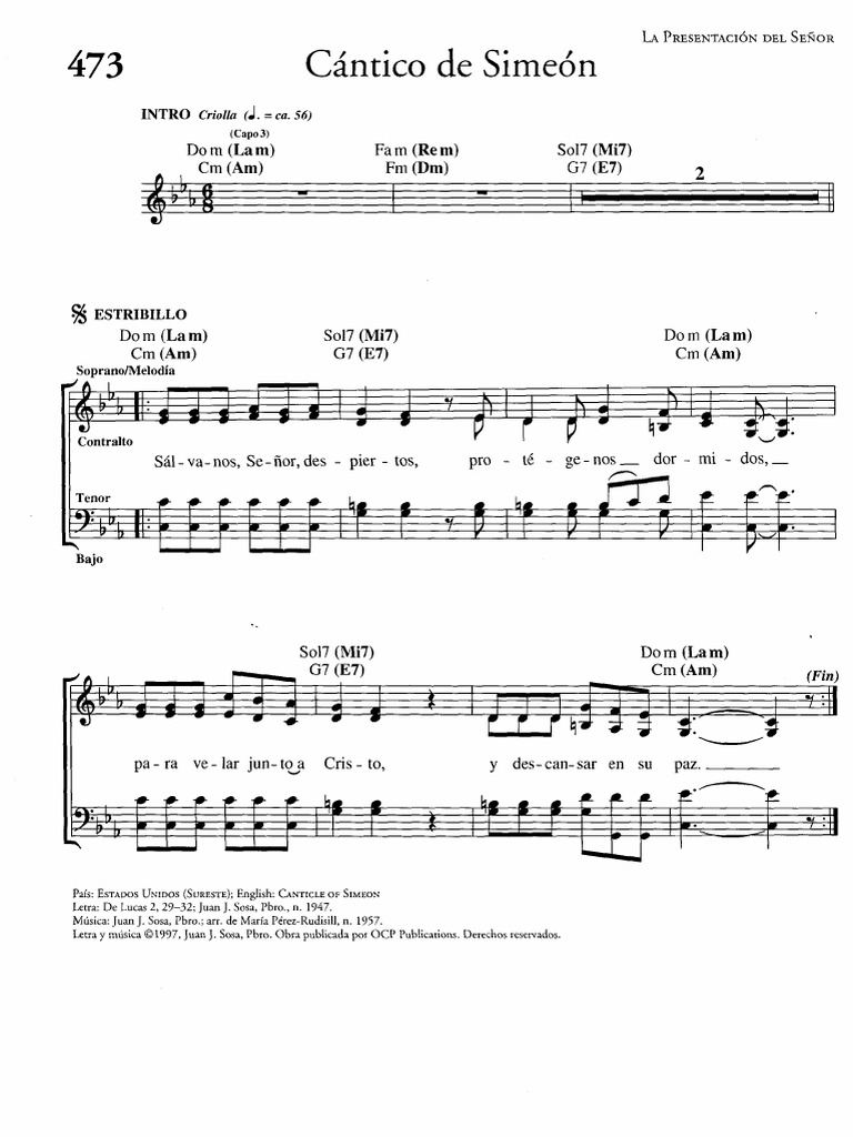 Cántico de Simeón: Letra y Música | PDF | Música vocal | Canto