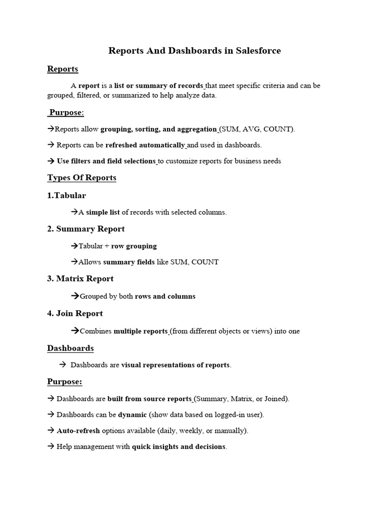 Salesforce Reports and Dashboards Guide | PDF