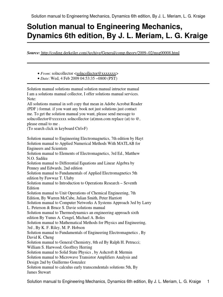 ... Engineering Mechanics Dynamics Merriam 7th Pdf Viewer