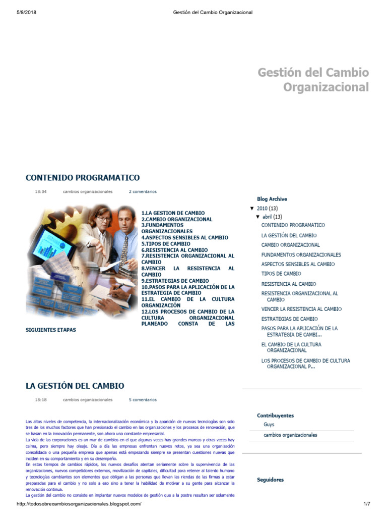 Gestión Efectiva del Cambio Organizacional | PDF | Gestión del cambio ...
