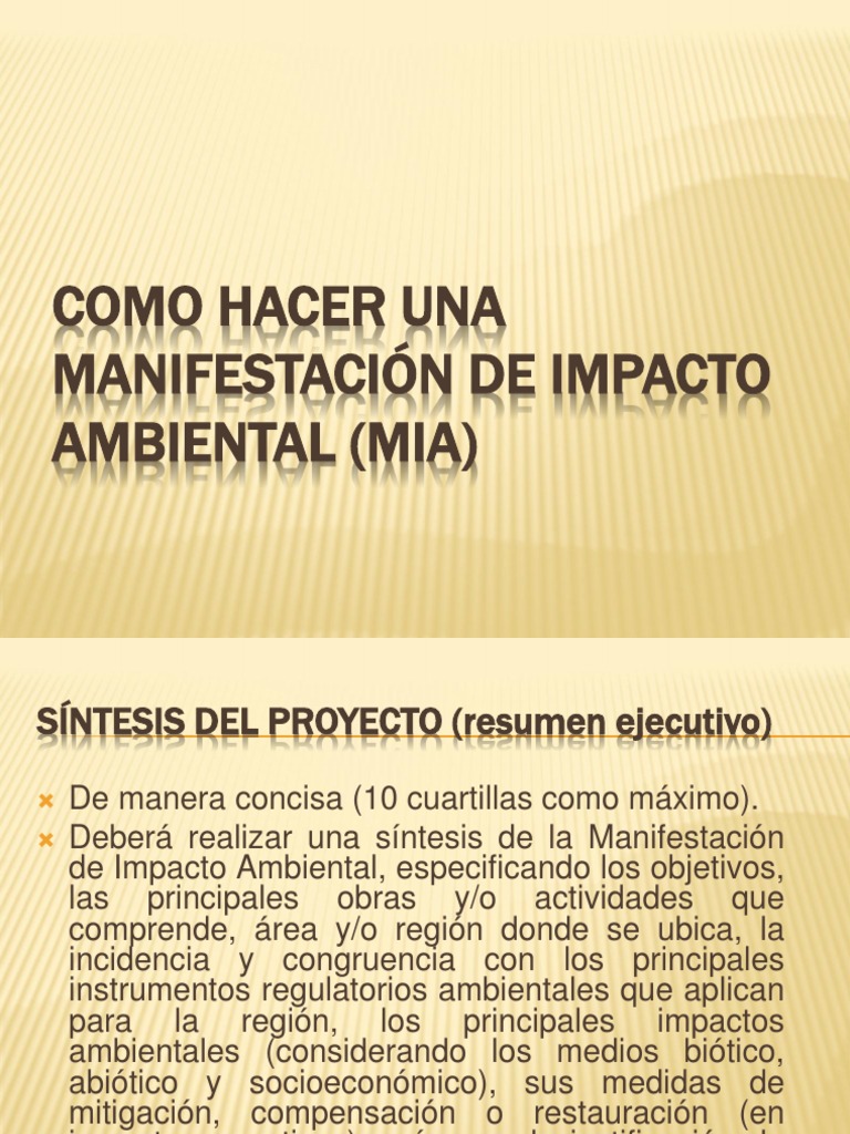 COMO HACER UNA MANIFESTACIóN DE IMPACTO AMBIENTAL ( Sustentabilidad Desarrollo sostenible