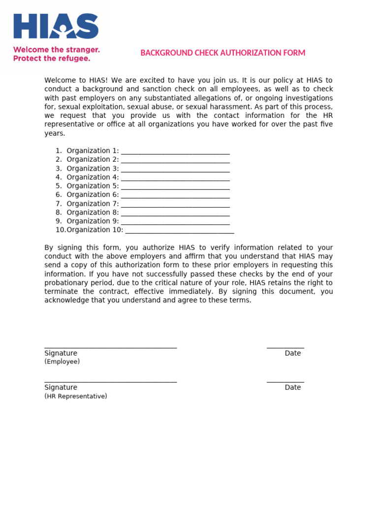 Background Check Authorization Form - MDS Updated 2023 (English) | PDF