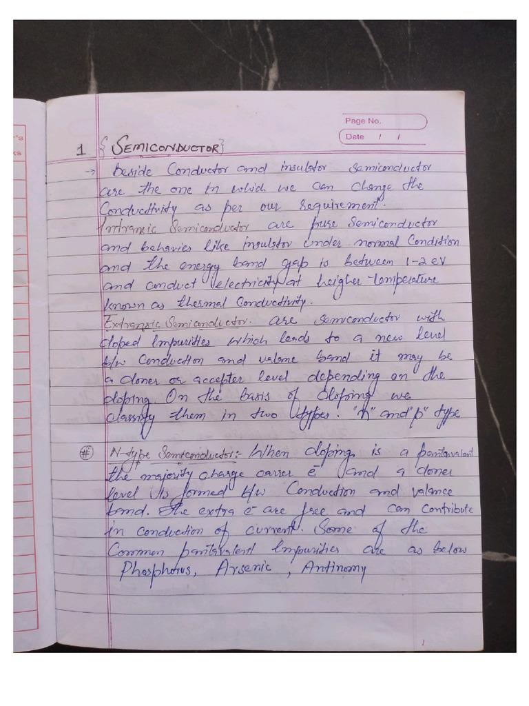 Hand Written Notes Semiconductor PDF | PDF