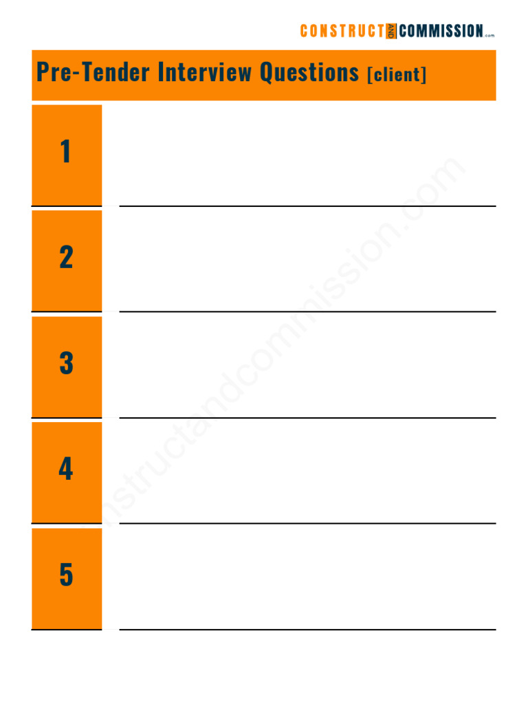 Pre-Tender Interview Questions Guide | PDF