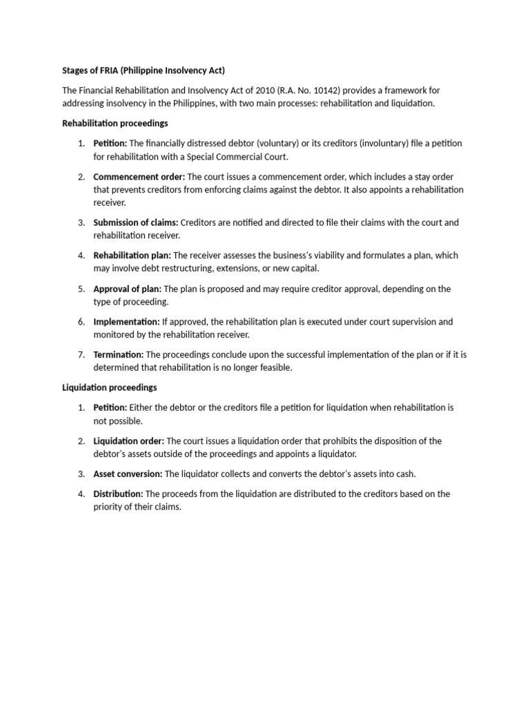 Rehabilitation Receiver's Role in FRIA | PDF