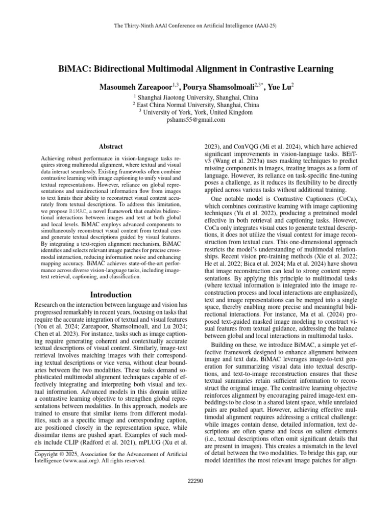 BiMAC: Bidirectional Multimodal Alignment | PDF | Machine Learning ...
