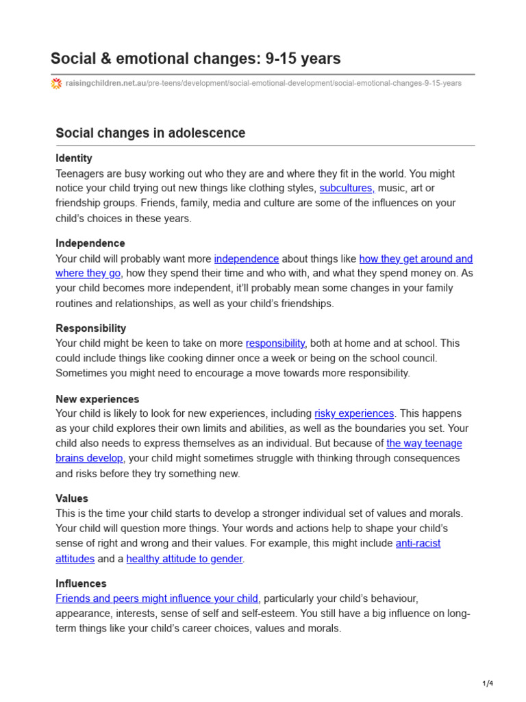 .Au-Social Emotional Changes 9-15 Years | PDF | Adolescence ...