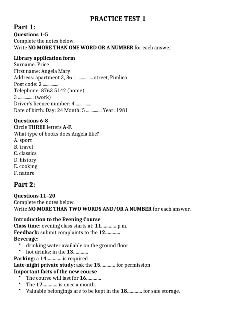 Practice Test 1 - Listening | PDF | Satellite