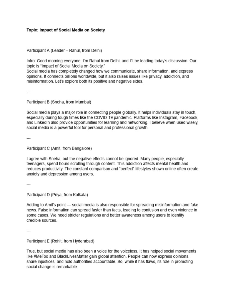 Topic - Impact of Social Media On Society | PDF | Social Media ...