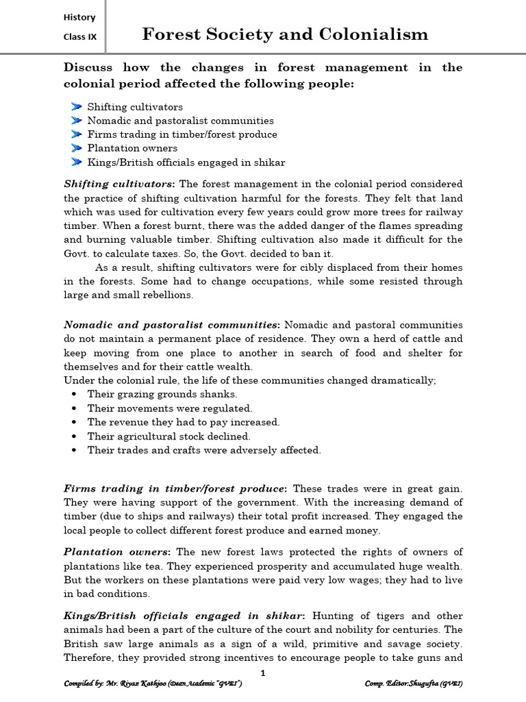 Impact of Colonialism on Forest Management | PDF | Agriculture ...