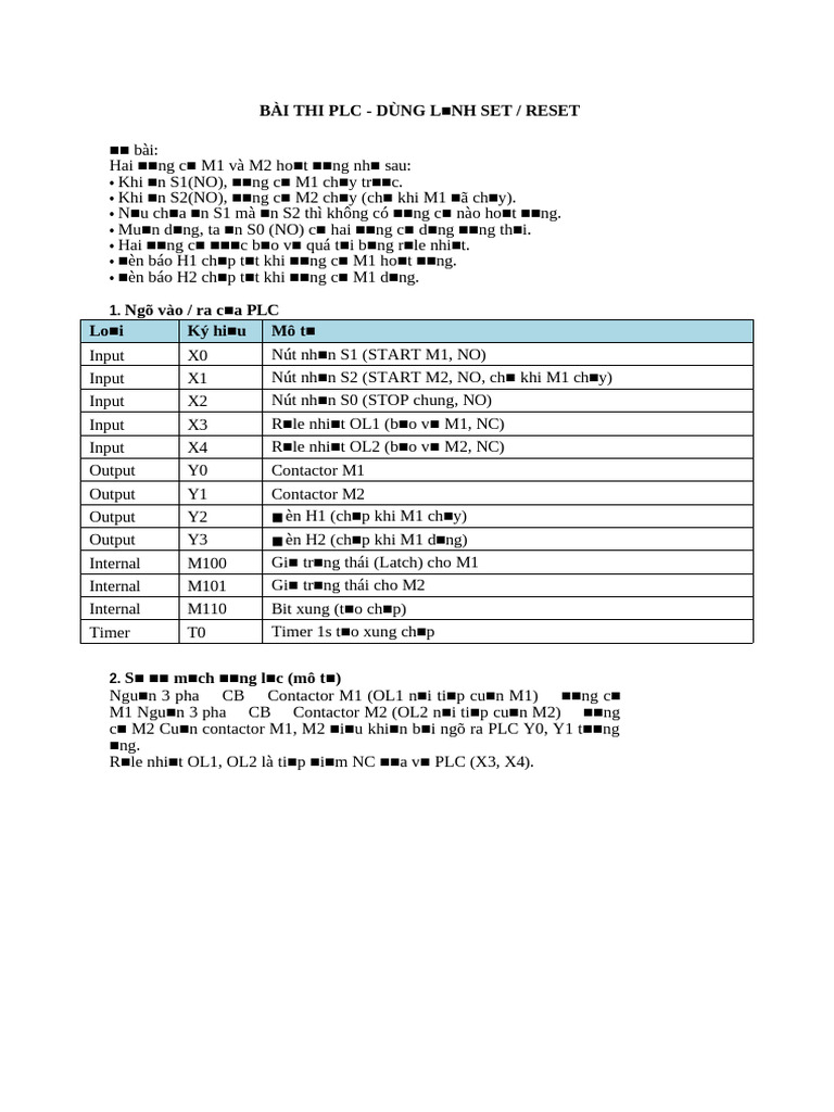 PLC Set Reset Bai Thi | PDF