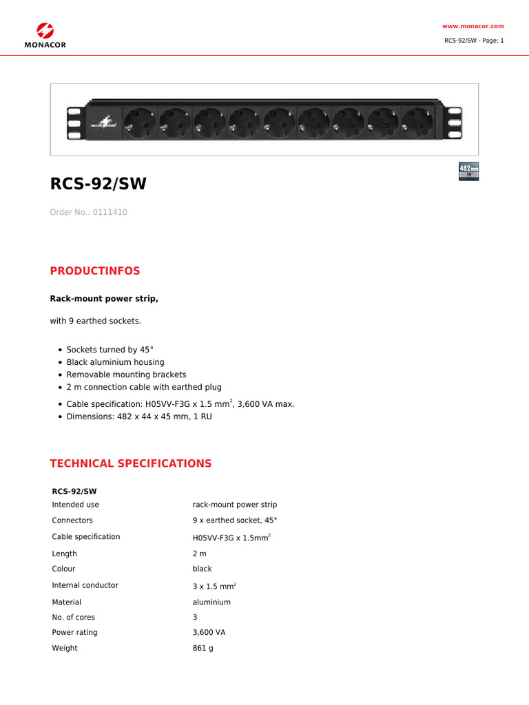 Rcs 92 SW Power Socket | PDF