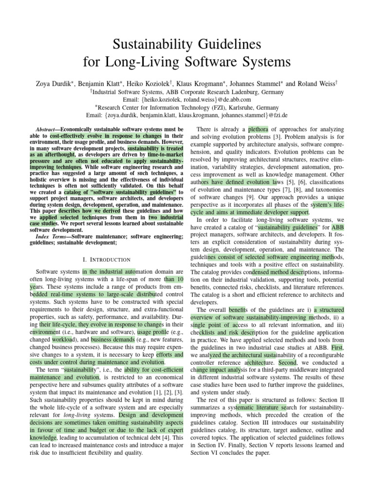 Sustainable Software Development Guidelines | PDF | Risk | Software