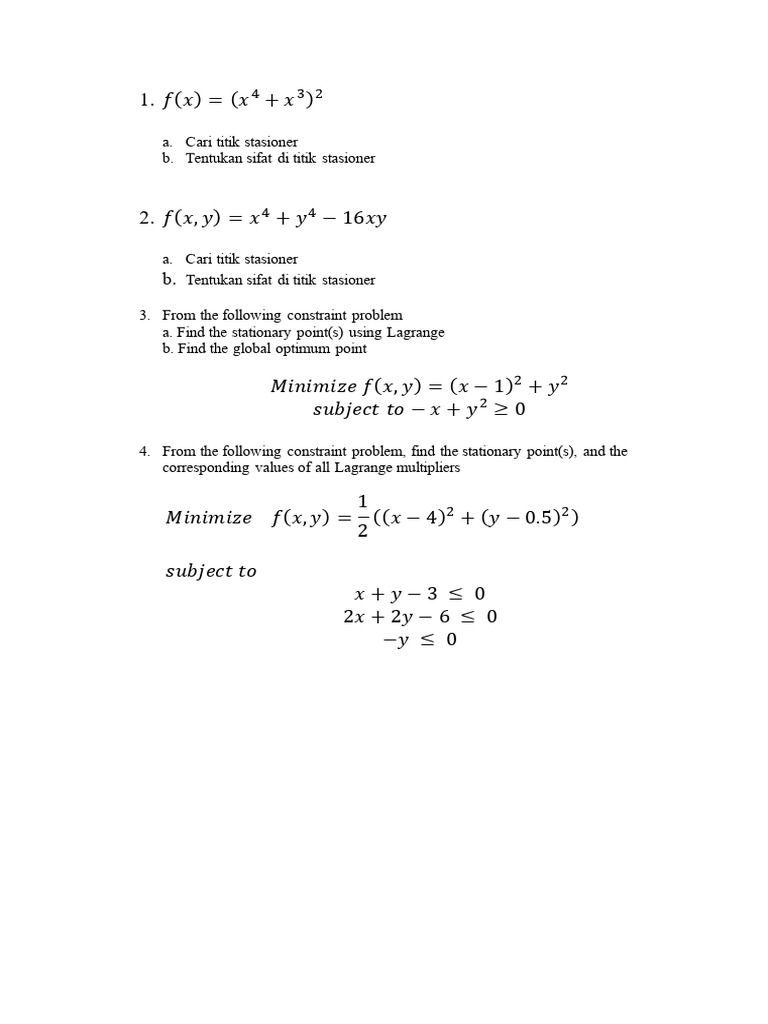 Stationary Points and Lagrange Multipliers | PDF