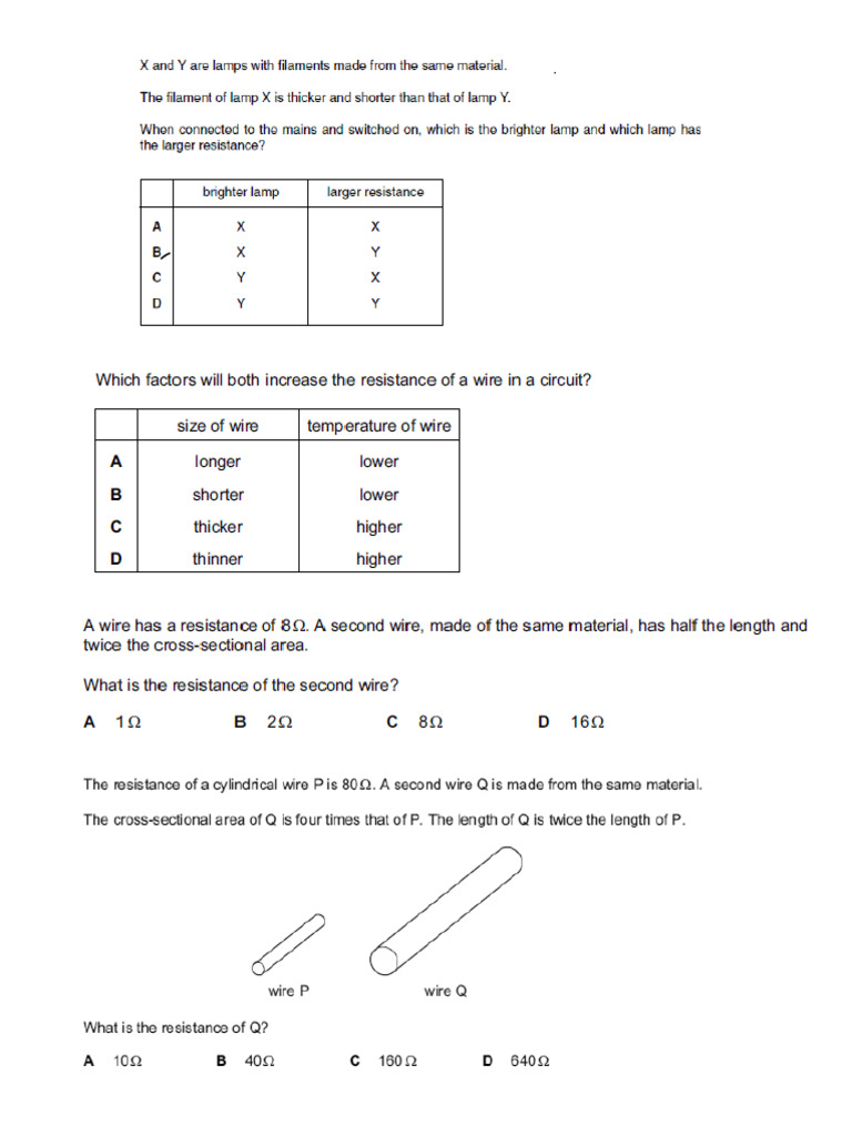 Physics 5054 Resistivity Worksheet | PDF