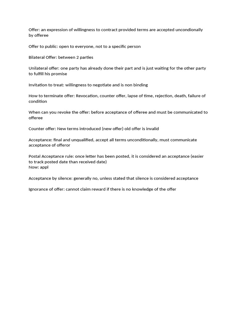 Understanding Contract Offers and Acceptance | PDF