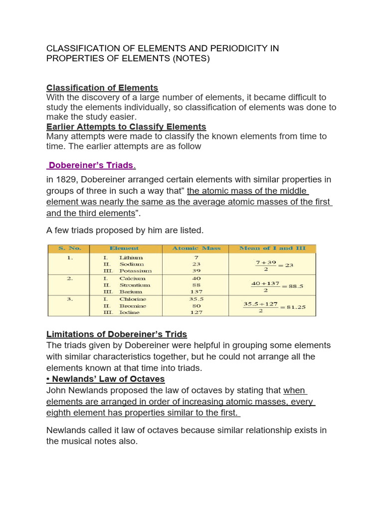 Element Classification and Periodicity Notes | PDF | Periodic Table | Ion