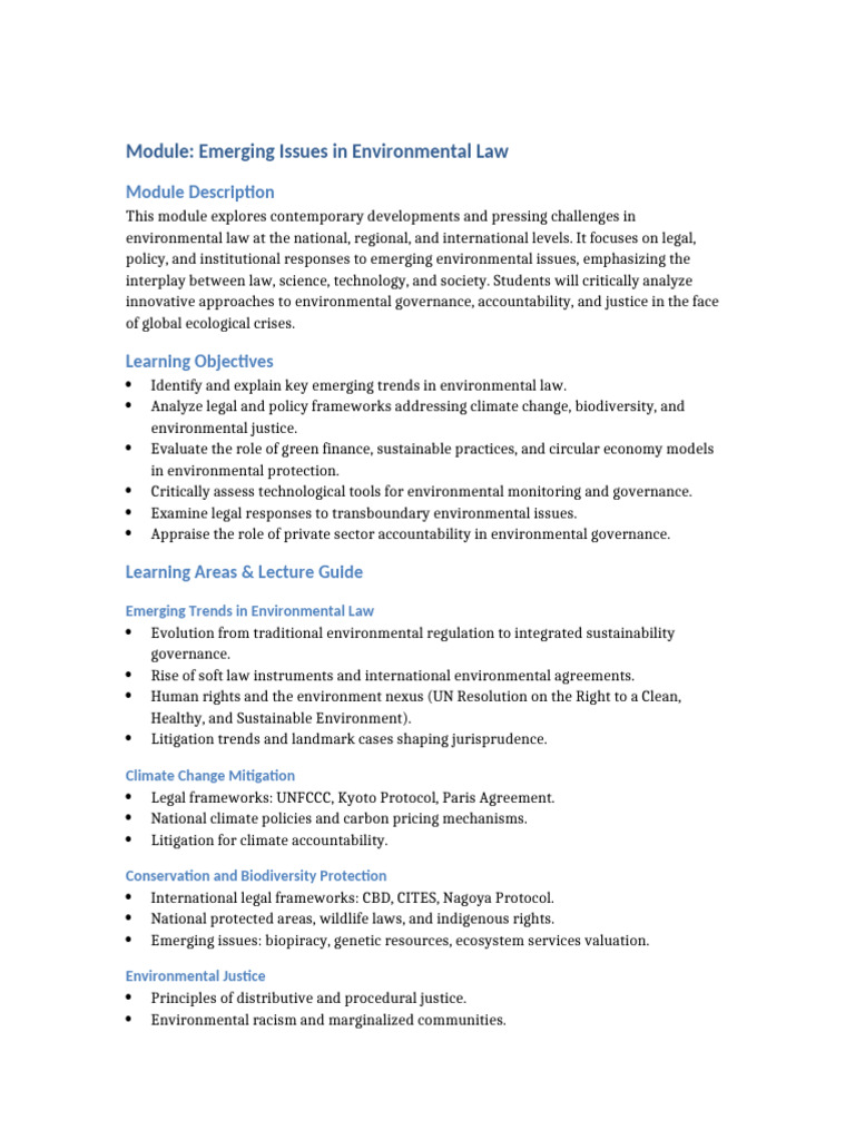 Emerging Trends in Environmental Law | PDF | Environmental Law ...