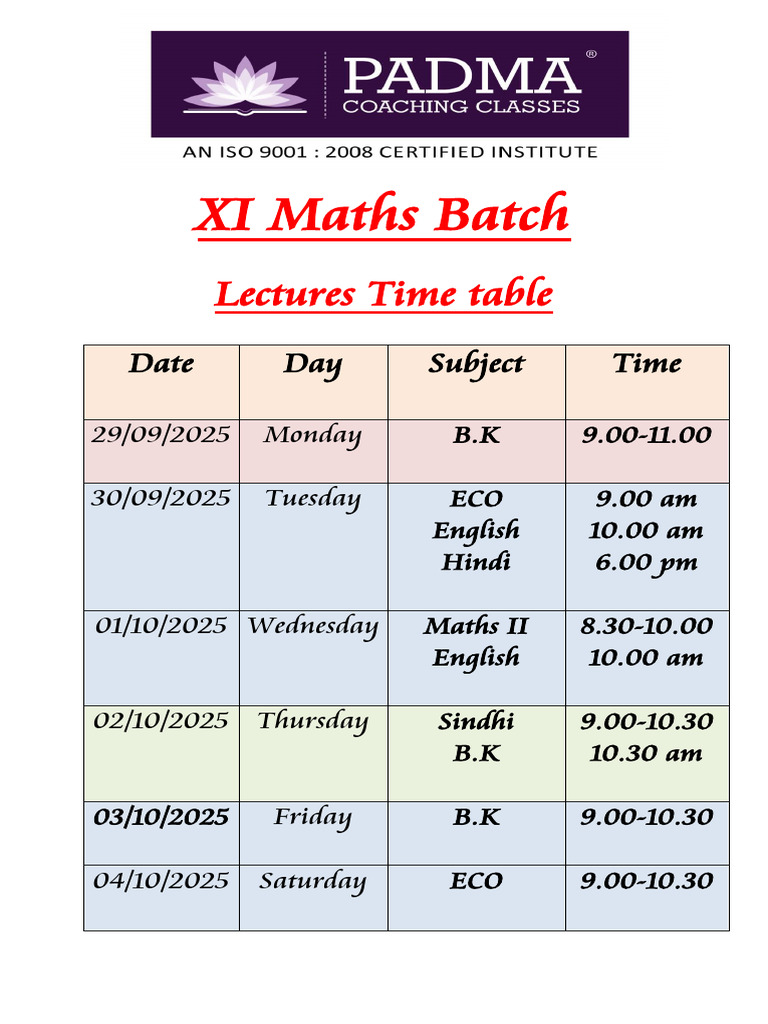 XI Maths Batch-12 | PDF