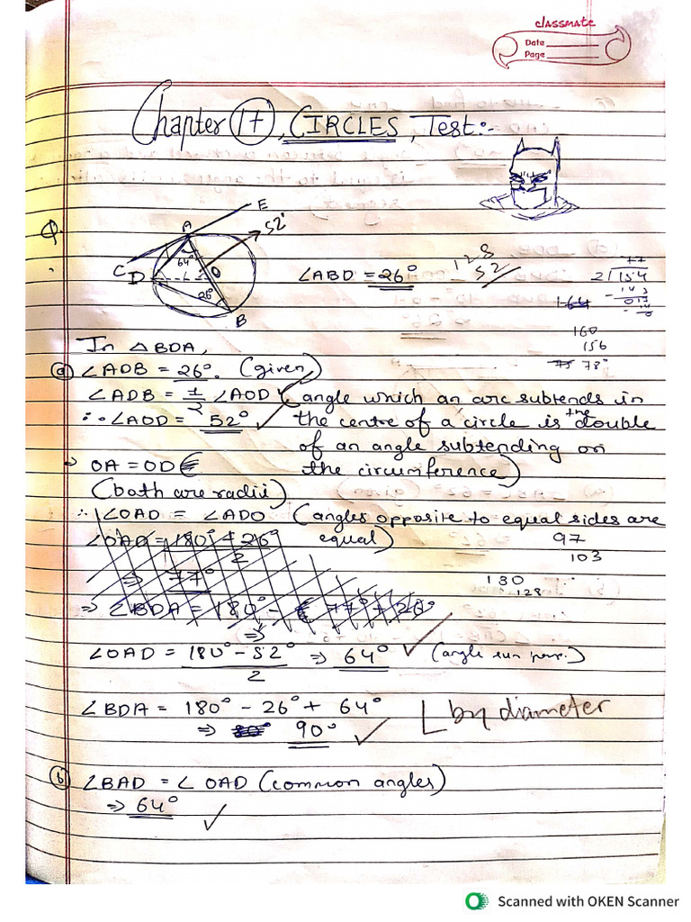Icse Circles Chap Test Solutions | PDF
