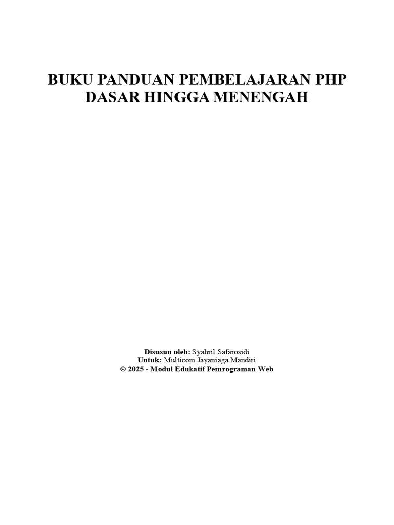 Buku Panduan Pembelajaran PHP Dasar Hingga Menengah | PDF
