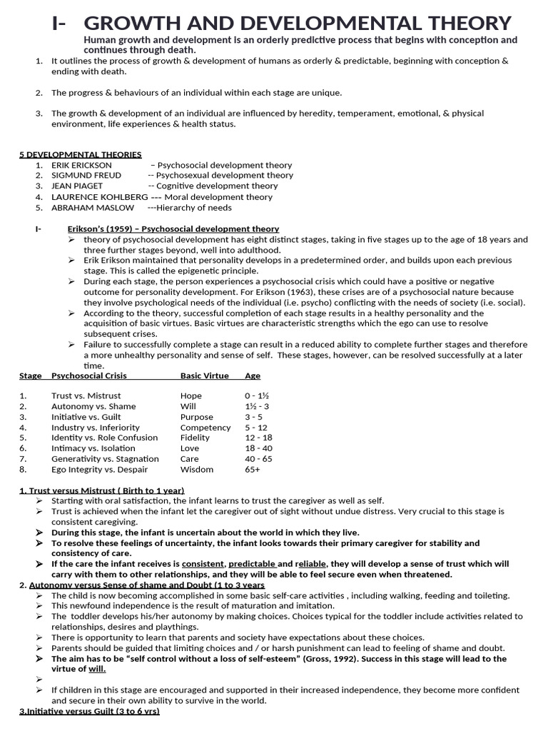 Human Growth and Development Theories | PDF | Self Actualization ...