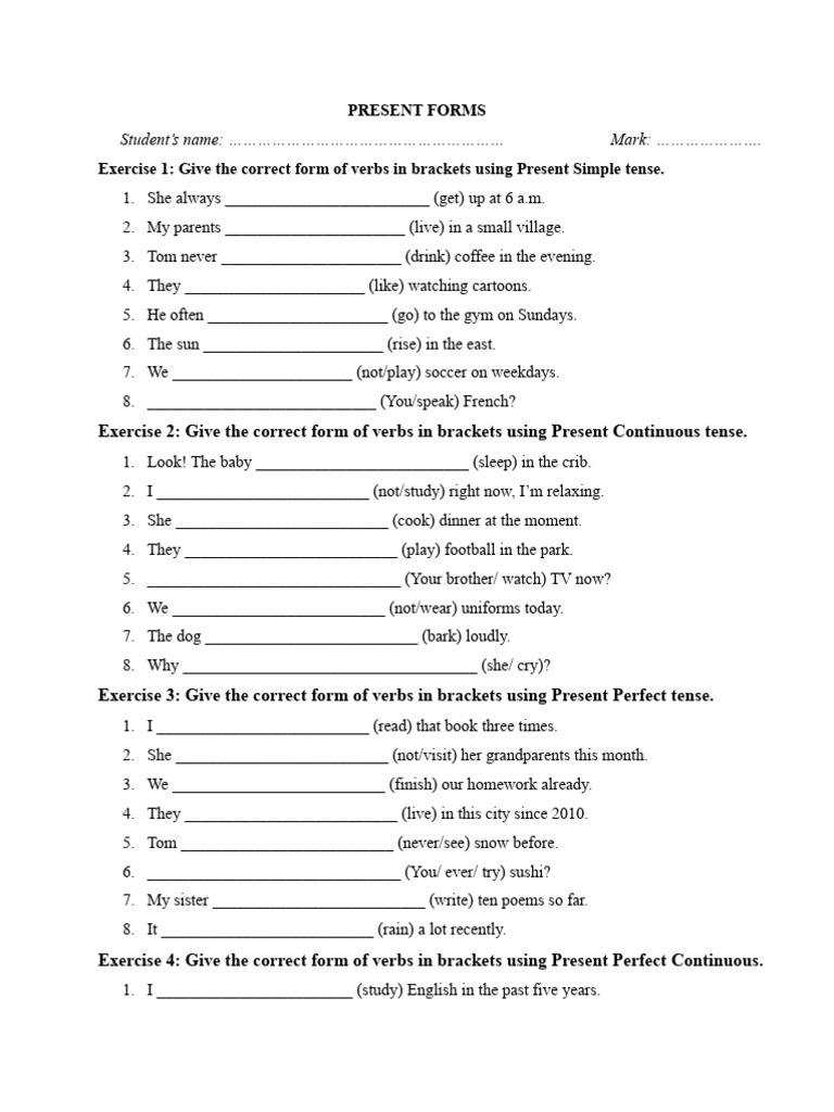(7.7.2025) - PP3 - Present Forms (Print) | PDF | Linguistics