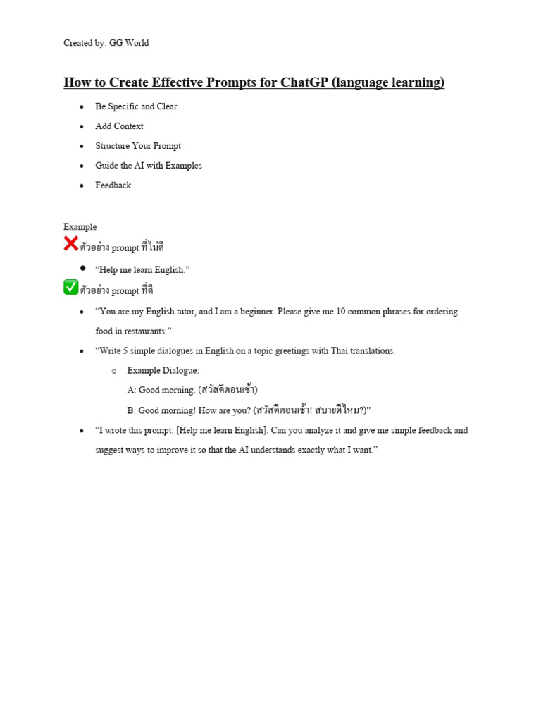 How to Create Effective Prompts for ChatGPT | PDF | Conversation | Word