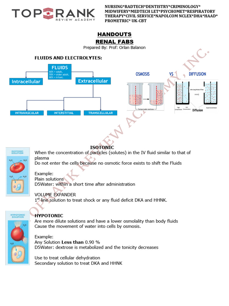 Understanding Fluid and Electrolyte Imbalances | PDF | Medical ...