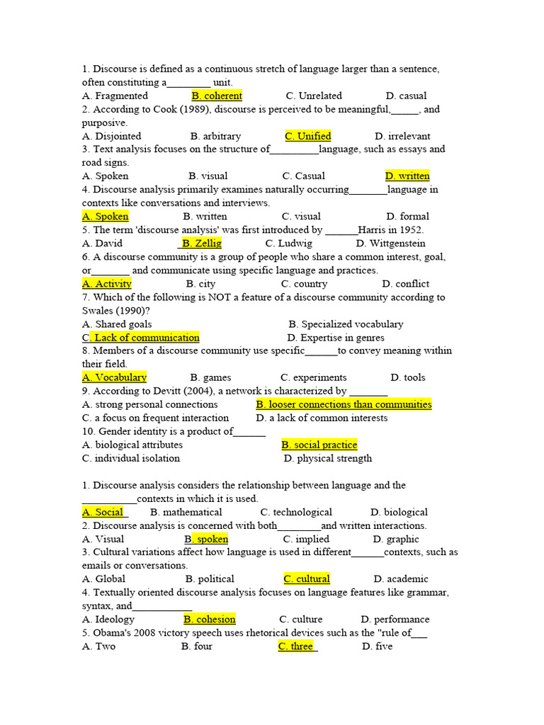Understanding Discourse Analysis Concepts | PDF | Communication | Human ...