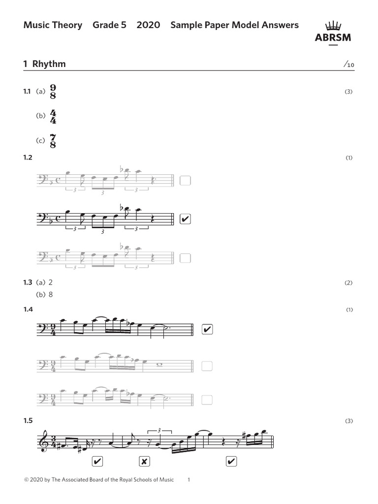 ABRSM Grade 5 Music Theory Answers | PDF | Harmony | Pitch (Music)
