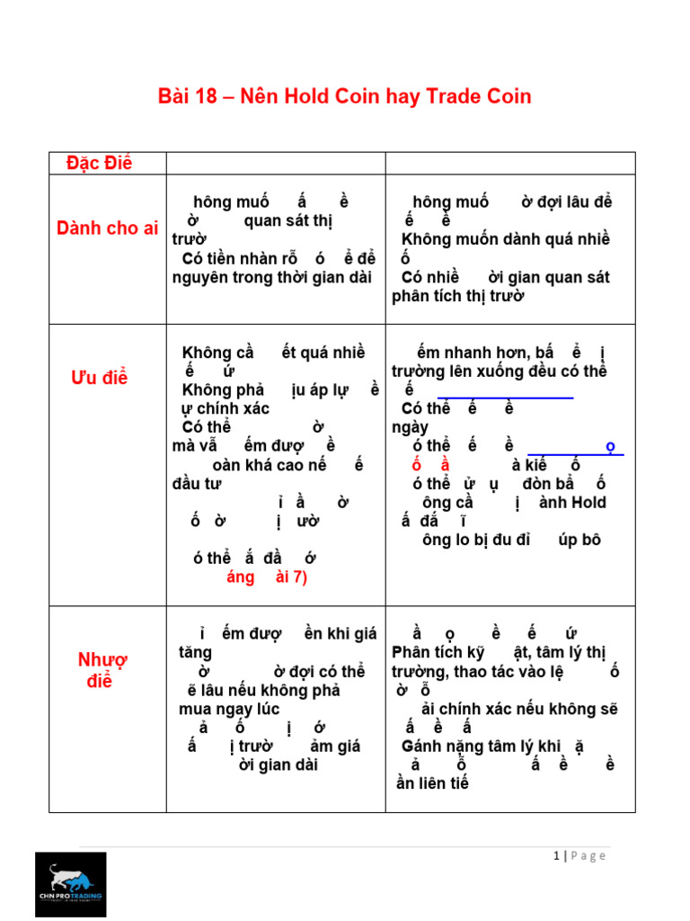 Bài 18 - Nên Hold Coin Hay Trade Coin 1 | PDF