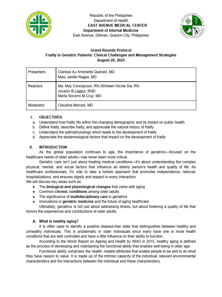 August Grand Rounds Protocol-Queneri, Ragpa | PDF | Health Care | Medicine