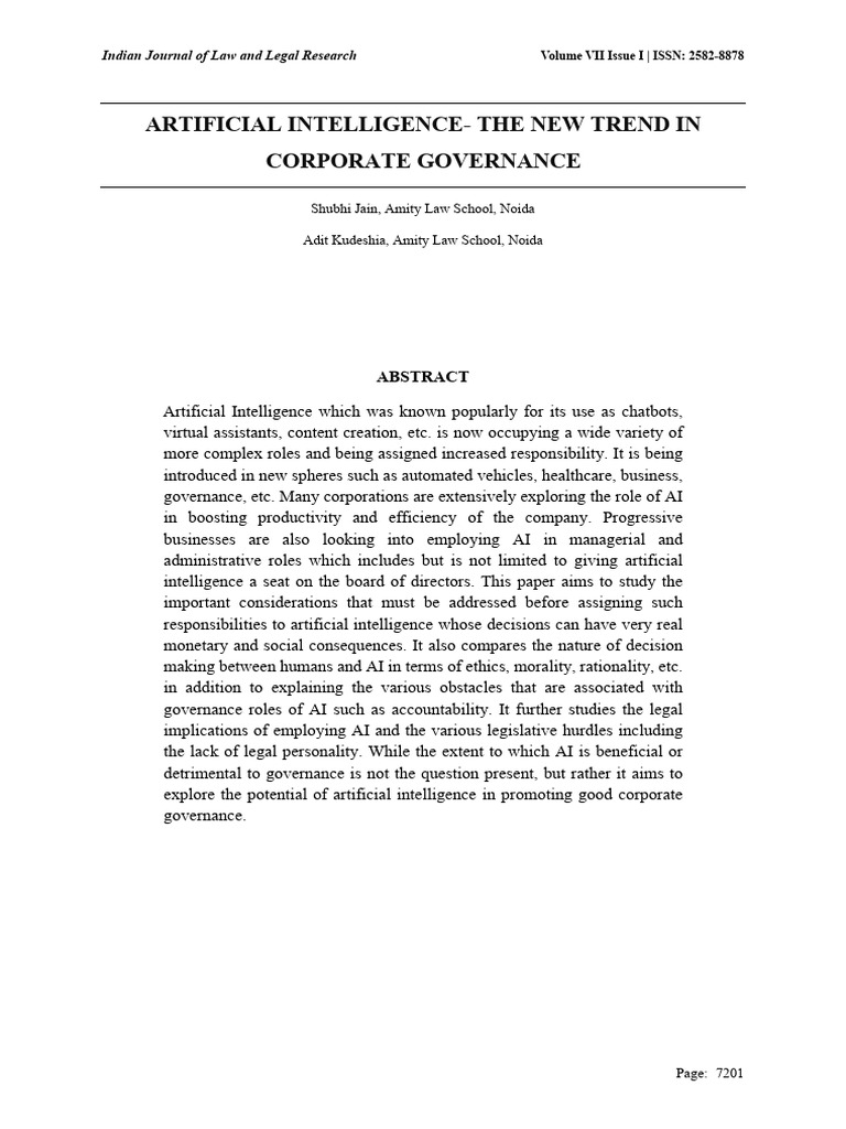 AI's Role in Corporate Governance | PDF | Artificial Intelligence ...