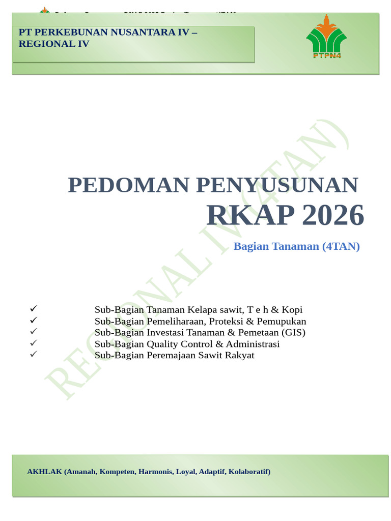 Pedoman RKAP 2026 Bagian Tanaman | PDF