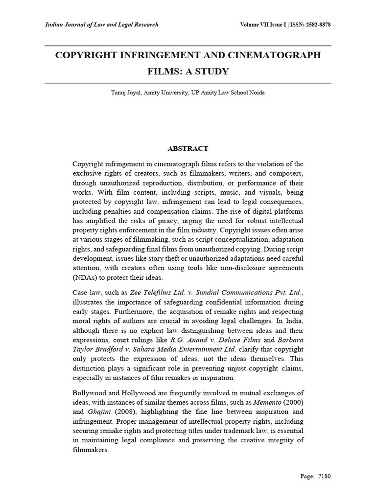 Copyright Infringement in Films Explained | PDF | Copyright ...