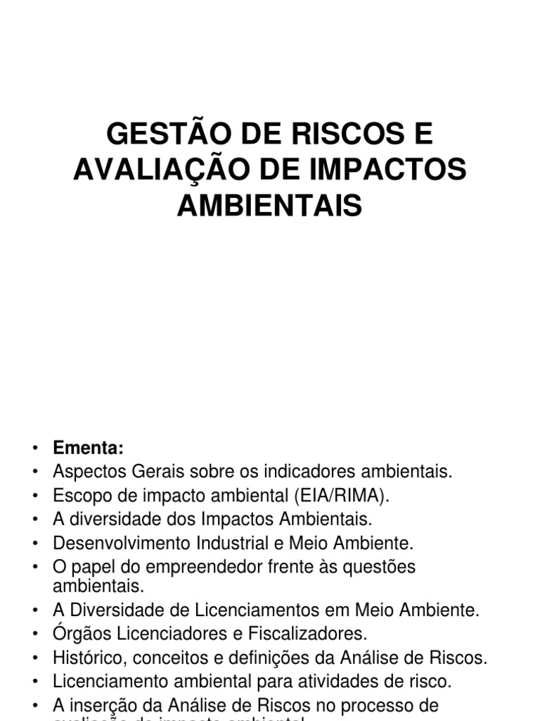Analise Risco e Imp Ambiental Aula 1 | PDF | Ambiente natural ...
