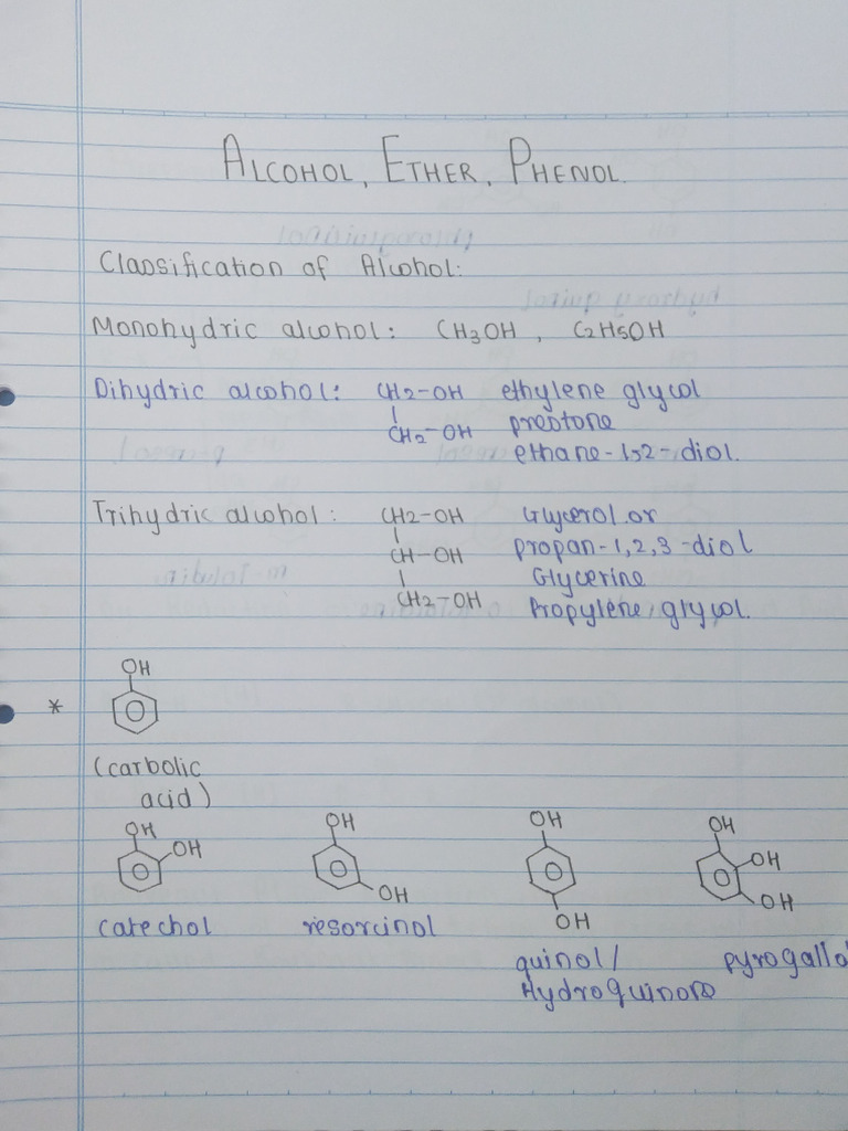 Ayush Alcohol Ether Phenol Notes | PDF