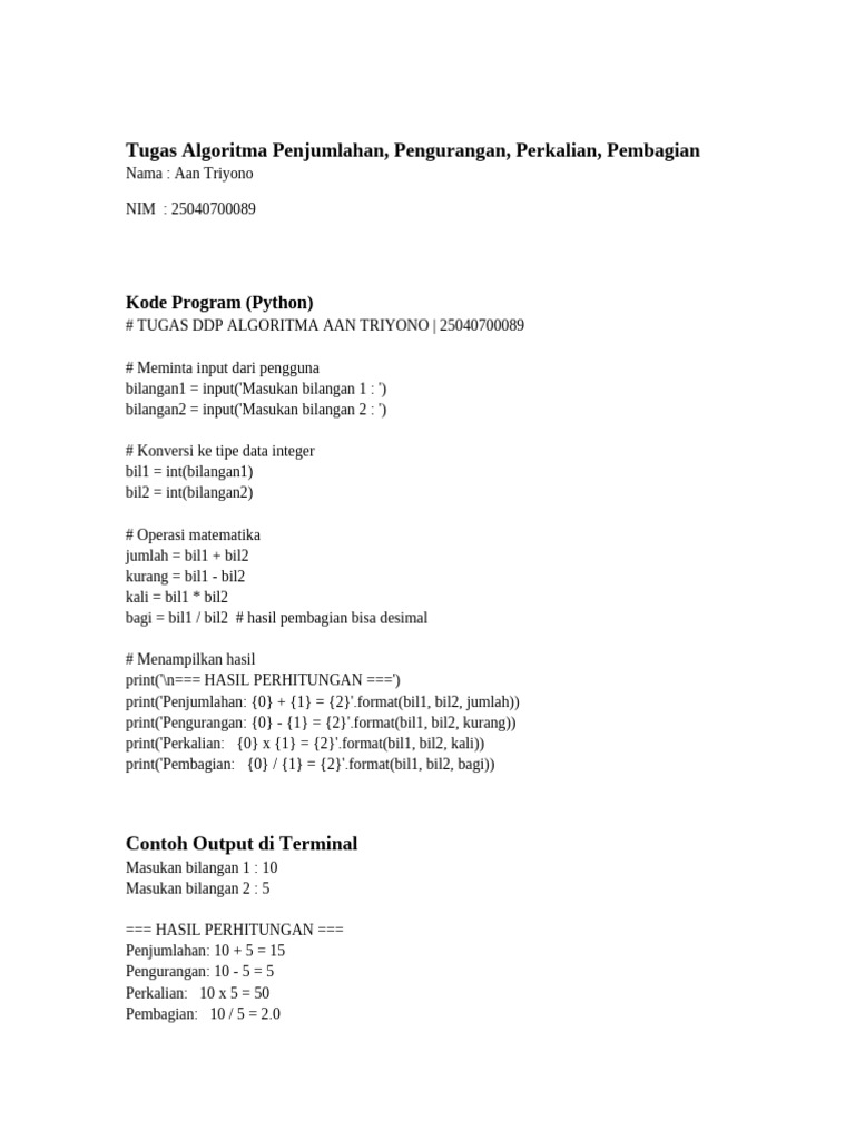 Tugas Algoritma Matematika Python | PDF