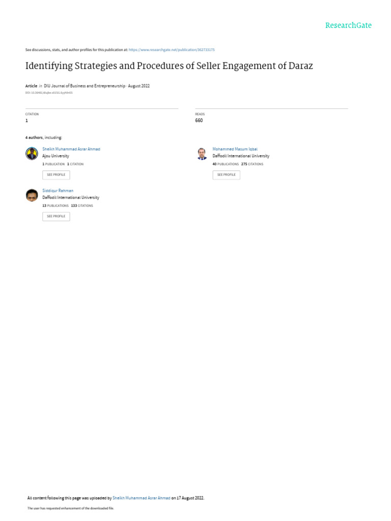 Seller Engagement Strategies at Daraz | PDF | E Commerce | Sampling ...