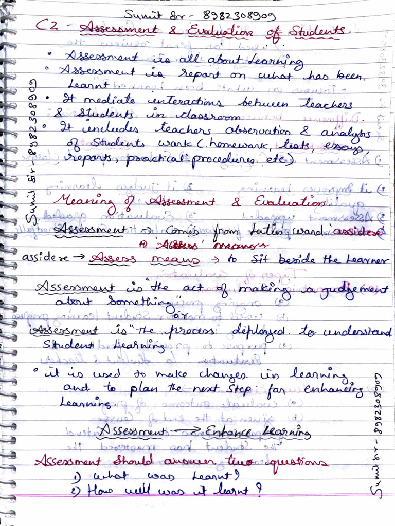 C2 - Assessment & Evaluation of Students - Sumit Sir | PDF