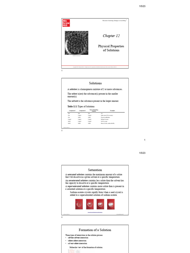 Physical Prperties of Solution | PDF | Chemical Polarity | Solubility