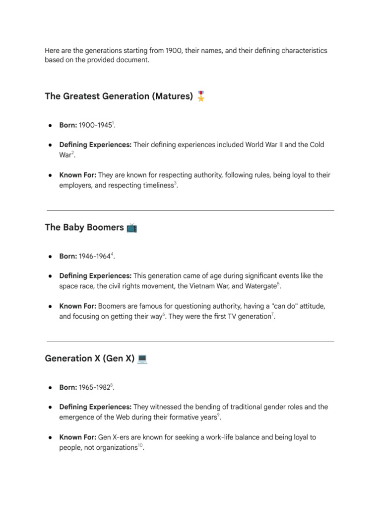 Generational Names and Traits Since 1900 | PDF