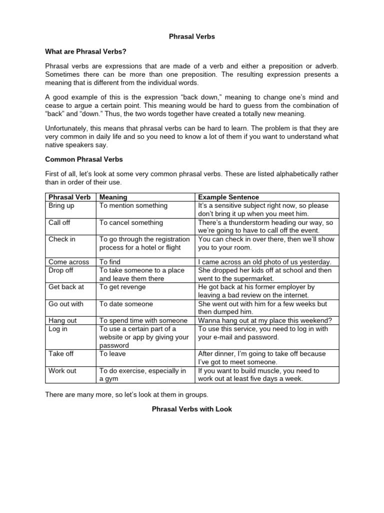 Phrasal Verbs | PDF | Adjective | Verb