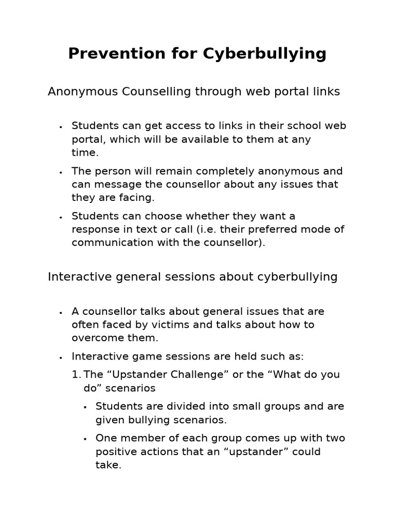Prevention For Cyberbullying | PDF